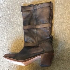 Frye Carmen 3 Strap Boots, dark brown